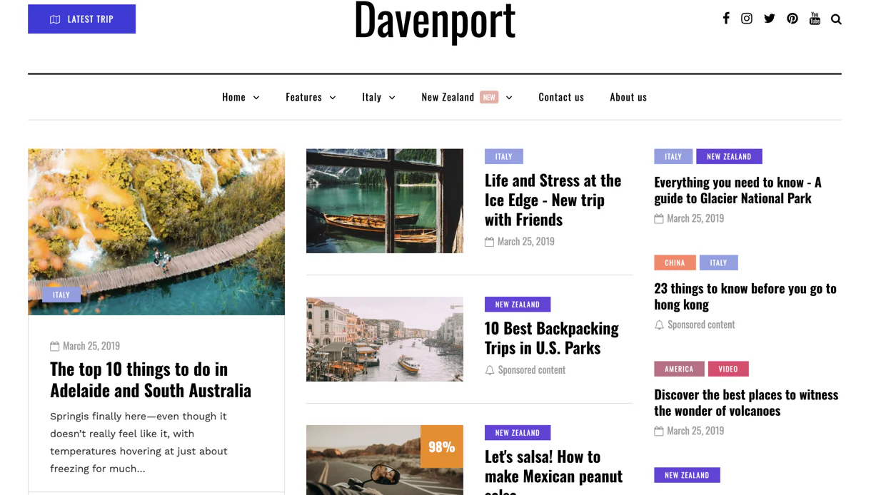 Davenport WordPress Blog theme for google adsence