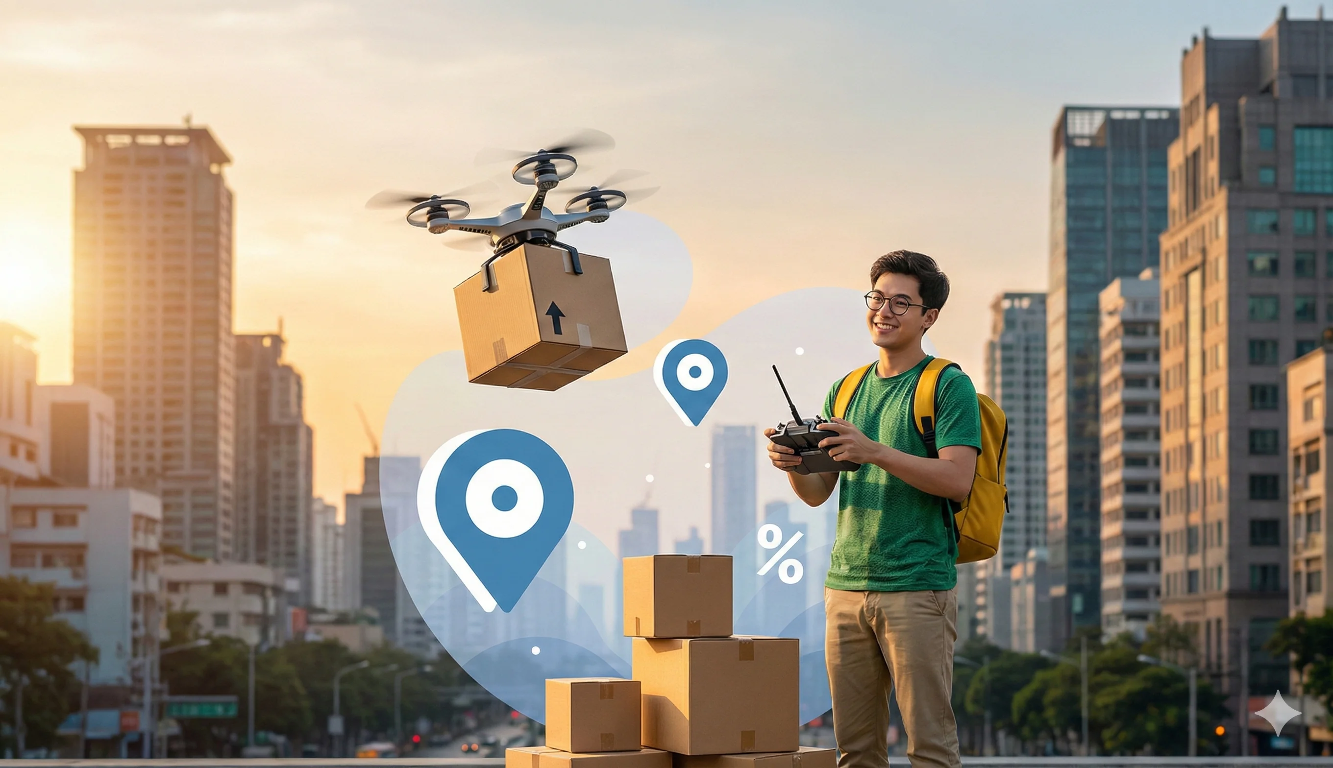 Drone Delivery Service Vector Illustration