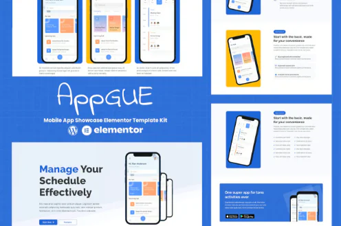 AppGUE - Mobile App Showcase Elementor Template Kit