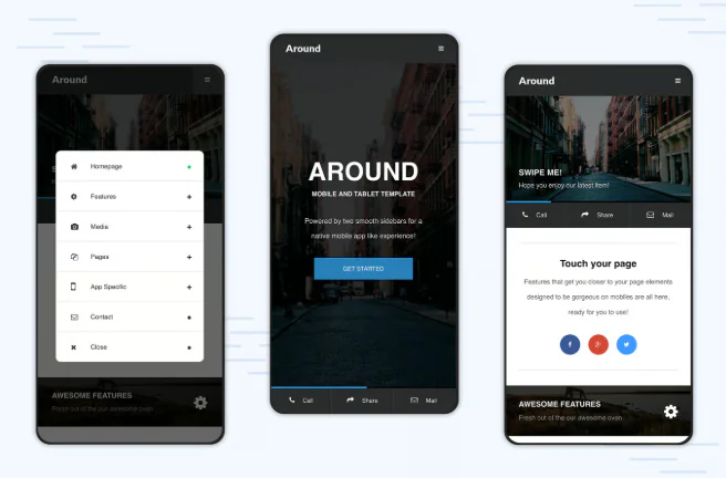 Around  Mobile Modal Focused Site Template