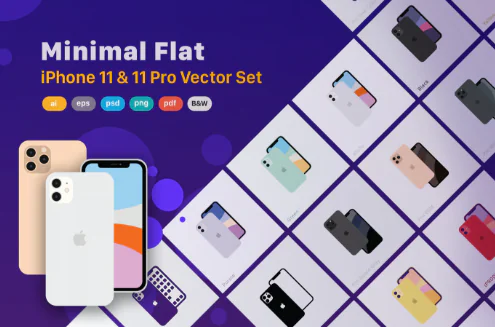 Minimal Flat iPhone 11 & 11 Pro Vector Set