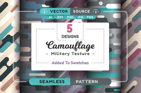 Camouflage Seamless Patterns, Military Textures