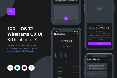 UIXO - iOS 12 Wireframe UI & UX Kit - iPhone X