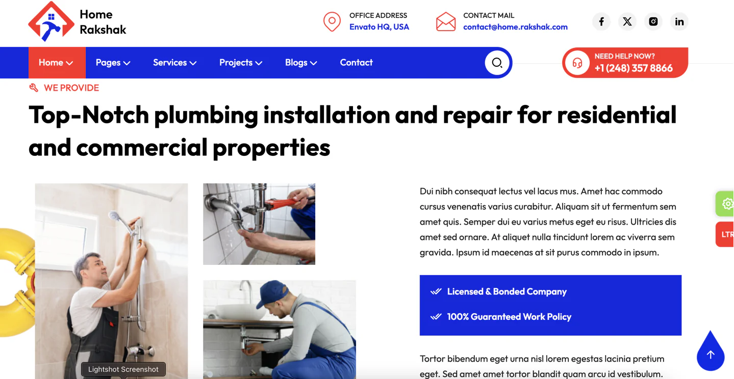Plumbing Services React Template